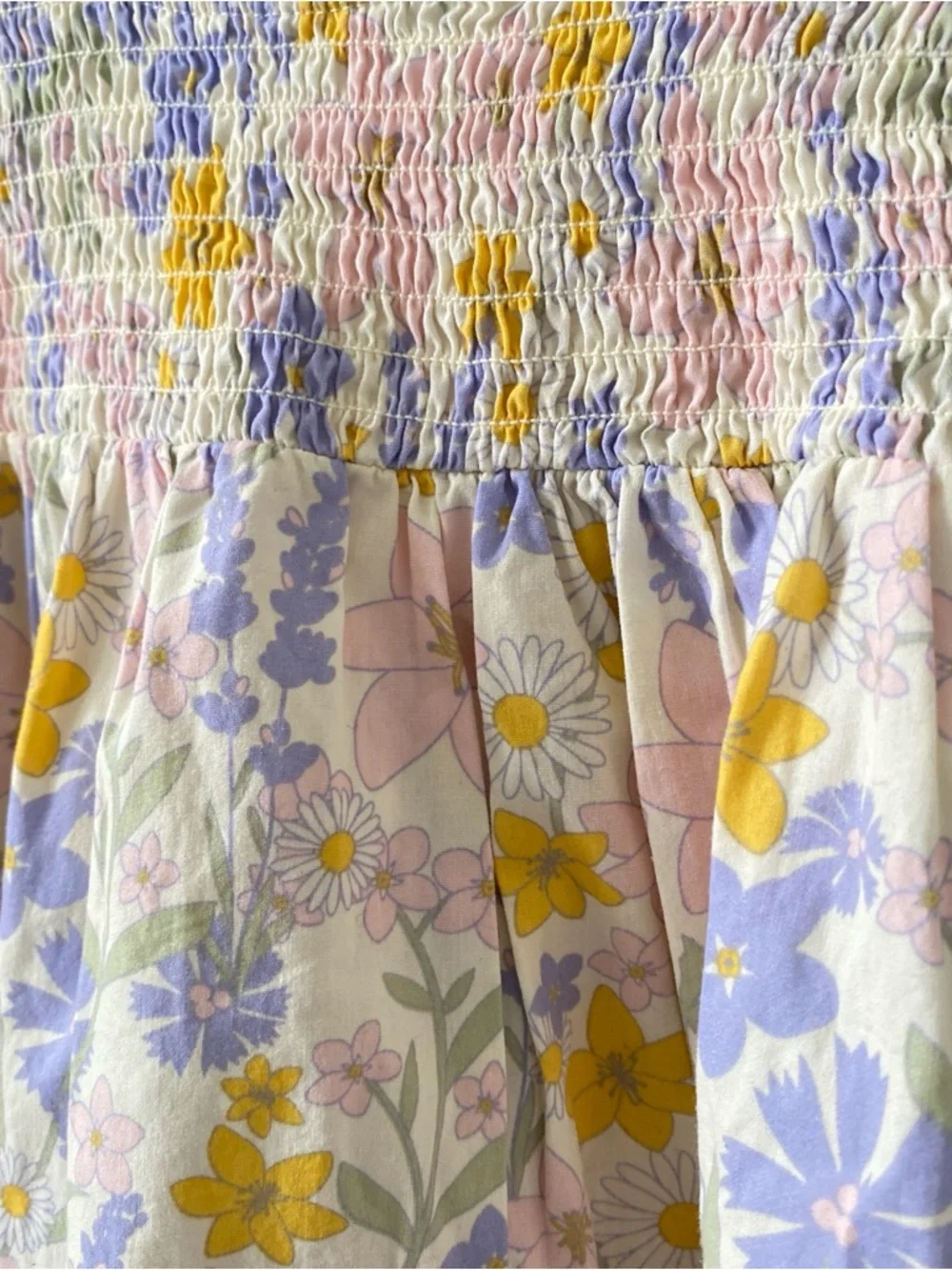Joe Fresh 100% Cotton Pastel Floral Smocked Long-Sleeve Girl’s Dress Size 5T - Picture 3 of 7